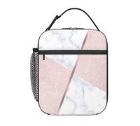 GQWJKSZ Elegant Girly Rose Gold Glitter & White Marble Lunch Bag, Durable Insulated Lunch Box Reusable Adults Tote Bag Reusable Cooler Bag