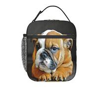 GQWJKSZ English Bulldog Puppy Dog Lunch Bag, Durable Insulated Lunch Box Reusable Adults Tote Bag Reusable Cooler Bag