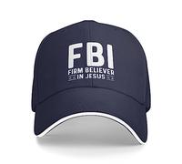 GQWJKSZ FBI Firm Believer in Jesus Hat for Men Baseball Caps with Design Caps Navy Blue