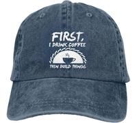 GQWJKSZ First I Drink Coffee Then I Build Things Ponytail Baseball Cap Vintage Denim Cowboy Hat