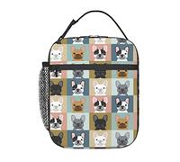 GQWJKSZ French Bulldog Portraits Pattern Dog Lunch Bag, Durable Insulated Lunch Box Reusable Adults Tote Bag Reusable Cooler Bag