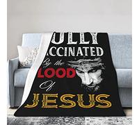 GQWJKSZ Fully Vaccinated by The Blood of Jesus Flannel Blanket Ultra Soft Micro Fleece Throw Blankets Warm Air Conditioning Lightweight Bedding for Sofa Couch Chair All Season