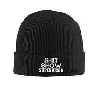 GQWJKSZ Funny-Shit-Show-Supervisor-Gifts Slouchy Knit Beanie Hat for Women Winter Soft Warm Ladies Knitted Skull Beanies Cap Black