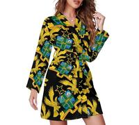 GQWJKSZ Ghana National Emblem Women Bathrobe Knee Long Spa Robe Nightgown Shawl Collar Lightweight Robes