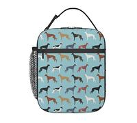 GQWJKSZ Greyhounds Cute Dog Breed Dog Coats Colors Cute Greyhound Lunch Bag, Durable Insulated Lunch Box Reusable Adults Tote Bag Reusable Cooler Bag