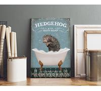 GQWJKSZ Hedgehog Co. Bath Funny Hedgehog Lover Bathroom Restroom Toilet Wall Decor Birthday Gift Wall Decor Metal Tin Sign Signs With Quotes Metal Sign Art Tin Sayings 12"x 8" Inch
