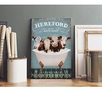 GQWJKSZ Hereford Co. Bath Funny Hereford Lover Bathroom Restroom Toilet Wall Decor Birthday Gift Wall Decor Metal Tin Sign Signs With Quotes Metal Sign Art Tin Sayings 12"x 8" Inch