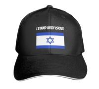 GQWJKSZ I Stand with Israel Flag Trucker Hat Black Adjustable Baseball Cap Classic Sandwich Hats for Men Women
