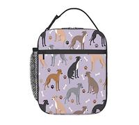 GQWJKSZ Italian Greyhound Dog Bones and Paws Lunch Bag, Durable Insulated Lunch Box Reusable Adults Tote Bag Reusable Cooler Bag