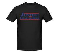 GQWJKSZ Justice for Charlie Kirk Blue Red T-Shirt Men's Short Sleeve Crew Neck Cotton Shirt