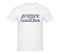 GQWJKSZ Justice for Charlie Kirk T-Shirt Men's Short Sleeve Crew Neck Cotton Shirt White
