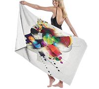 GQWJKSZ Large Bath Towel Blanket,Modern Graphic Composition With Colorful Geometric Digital Shapes And Girl Profile,Bath Sheet Beach Towel for Family Hotel Travel Swimming Sports,52" x 32"