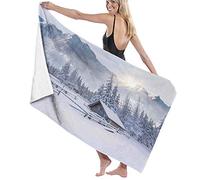 GQWJKSZ Large Bath Towel Blanket,Old Farm House By The Mountain In The Winter Season Cold Times In Rural Nature Scene,Bath Sheet Beach Towel for Family Hotel Travel Swimming Sports,52" x 32"