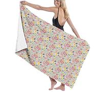 GQWJKSZ Large Bath Towel Blanket,Summer Nature Childish Doodle Of Bugs Beetles Dots Flowers And Sun,Bath Sheet Beach Towel for Family Hotel Travel Swimming Sports,52" x 32"