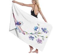 GQWJKSZ Large Bath Towel Blanket,Watercolor Bug Butterfly Like Moth With Branch Ivy Flowers Lilies,Bath Sheet Beach Towel for Family Hotel Travel Swimming Sports,52" x 32"