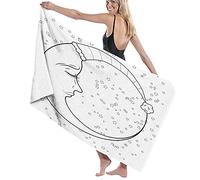 GQWJKSZ Large Microfiber Bath Towel Blanket,Monochrome Sleep Time Good Night Stars With Hood Simple Sketch,Bath Sheet Beach Towel for Family Hotel Travel Swimming Sports,52" x 32"
