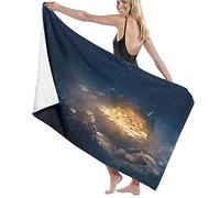 GQWJKSZ Large Microfiber Bath Towel Blanket,Open Treasure Chest Sunken At The Bottom Of The Sea,Bath Sheet Beach Towel for Family Hotel Travel Swimming Sports,52" x 32"