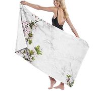GQWJKSZ Large Microfiber Bath Towel Blanket,Spring Twigs Of Cherry Blossom On A Marble Table,Bath Sheet Beach Towel for Family Hotel Travel Swimming Sports,52" x 32"