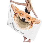 GQWJKSZ Large Microfiber Bath Towel Blanket,Welsh Breed Dog Friend With Typography,Bath Sheet Beach Towel for Family Hotel Travel Swimming Sports,52" x 32"