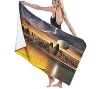 GQWJKSZ Large Soft Bath Towel Blanket,BeautyAlien Planet With Earth Moon And MountainSci Fi Galactic Future Cosmos Art,Bath Sheet Beach Towel for Family Swimming,52" x 32"