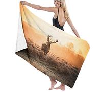 GQWJKSZ Large Soft Bath Towel Blanket,Red Deer In The Morning Sun Wild Nature Scenery Countryside Rural Heathers,Bath Sheet Beach Towel for Family Hotel Travel Swimming Sports,52" x 32"