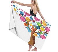 GQWJKSZ Large Soft Bath Towel Blanket,Spring Flower Tree Flourishing Vibrant Blossoms Foliage Petals Kids Summer Print,Bath Sheet Beach Towel for Family Hotel Travel Swimming Sports,52" x 32"
