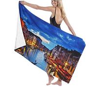 GQWJKSZ Large Soft Bath Towel Blanket,View On Grand Canal At Night Venice Italy The Basilica Of St Mary OfOr Basilica Di Santa Maria Della,Bath Sheet Beach Towel Swimming,52" x 32"