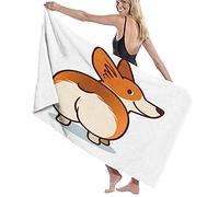 GQWJKSZ Large Soft Microfiber Bath Towel Blanket,Cute Smiling Welsh Corgi Dog Cartoon Isolated On White,Bath Sheet Beach Towel for Family Hotel Travel Swimming Sports,52" x 32"