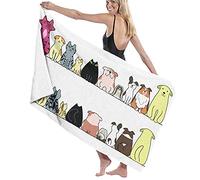 GQWJKSZ Large Soft Microfiber Bath Towel Blanket,Dogs And Cats In A Row With Copy Space,front And Back,Bath Sheet Beach Towel for Family Hotel Travel Swimming Sports,52" x 32"