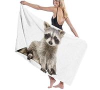 GQWJKSZ Large Soft Microfiber Bath Towel Blanket,Funny Raccoon Sitting Isolated On White,Bath Sheet Beach Towel for Family Hotel Travel Swimming Sports,52" x 32"