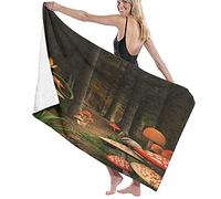 GQWJKSZ Large Soft Microfiber Bath Towel Blanket,Mushroom Decor,Mushrooms In The Deep Dark Fantasy,Bath Sheet Beach Towel for Family Hotel Travel Swimming Sports,52" x 32"