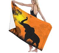 GQWJKSZ Large Soft Microfiber Bath Towel Blanket,Wild Elephants At Sunset On Beautiful Landscape,Bath Sheet Beach Towel for Family Hotel Travel Swimming Sports,52" x 32"