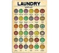 GQWJKSZ Laundry Retro Metal Tin Signs Wall Decor Laundry Symbols Guide Posters Laundry Room Guide Home Room Shop Decor Aluminum Plaque Sign 8x12 Inches