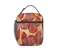 GQWJKSZ Little Pepperoni Pizza Macro Texture View from Above Insulated Lunch Box,Lunch Bag Reusable Lunch Pail Cooler Bento Tote Bag