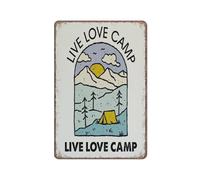 GQWJKSZ Live Love Camp Camping Sign Rustic Camper Decorative Funny Metal Signs Poster Wall Art Tin Sign Decor,8x12 Inch