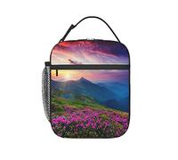 GQWJKSZ Magic Pink Rhododendron Flowers On Summer Mountain Insulated Lunch Box,Lunch Bag Reusable Lunch Pail Cooler Bento Tote Bag