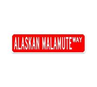 GQWJKSZ Metal Sign Alaskan Malamute Street Vintage Signs Retro Tin Signs Aluminum Sign Gift for Home Kitchen Garden Wall UV-Resistant Funny Decor 4x16 Inch
