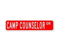 GQWJKSZ Metal Sign Camp Counselor DR Vintage Signs Retro Tin Signs Aluminum Sign Art Plaque Living Room Home Kitchen Garden Wall Non-Fade Funny Decor 4x16 Inches