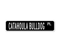 GQWJKSZ Metal Sign Catahoula Bulldog PL Vintage Signs Retro Tin Signs Aluminum Sign Funny for Home Kitchen Garden Wall Yard Coffee Decor 4x16 Inches