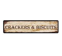 GQWJKSZ Metal Sign Crackers and Biscuits Vintage Signs Retro Tin Signs Aluminum Sign for Kitchen Home Garden Wall Bar Cafe Decor 4x16 Inches