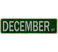 GQWJKSZ Metal Sign December St Vintage Signs Retro Tin Signs Aluminum Sign Art Plaque Living Room Home Kitchen Garden Wall Non-Fade Funny Decor 4x16 Inches