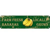 GQWJKSZ Metal Sign Farm Fresh Bananas Vintage Signs Retro Tin Signs Aluminum Sign for Kitchen Home Garden Wall Bar Cafe Decor 4x16 Inches