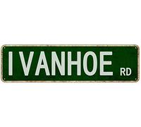 GQWJKSZ Metal Sign Ivanhoe Road Vintage Signs Retro Tin Signs Aluminum Sign Art Plaque Home Kitchen Outdoor Garden Wall Non-Fade Funny Decor 4x16 Inches