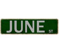 GQWJKSZ Metal Sign June St Vintage Signs Retro Tin Signs Aluminum Sign Gift for Home Kitchen Garden Wall Yard Coffee Art Plaque Decor 4x16 Inches