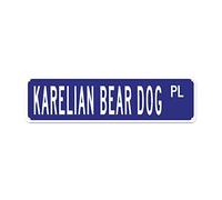 GQWJKSZ Metal Sign Karelian Bear Dog PL Vintage Signs Retro Tin Signs Aluminum Sign Art Plaque Living Room Home Kitchen Garden Wall Non-Fade Funny Decor 4x16 Inches