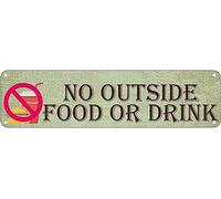 GQWJKSZ Metal Sign No Outside Food Vintage Signs Retro Tin Signs Art Plaque Aluminum Sign for Bedroom Kitchen Garden Wall Pub Club Coffee Funny Decor 4x16 Inches