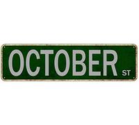 GQWJKSZ Metal Sign October St Vintage Signs Retro Tin Signs Lover Gifts Aluminum Sign Living Room Home Kitchen Garden Bedroom Wall Club Non-Fade Funny Decor 4x16 Inch