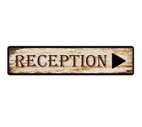 GQWJKSZ Metal Sign Reception Right Arrow Street Vintage Signs Retro Tin Signs Aluminum Sign for Kitchen Home Garden Wall Bar Cafe Decor 4x16 Inches