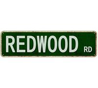 GQWJKSZ Metal Sign Redwood Road Vintage Signs Retro Tin Signs Aluminum Sign Art Plaque Home Kitchen Outdoor Garden Wall Non-Fade Funny Decor 4x16 Inches