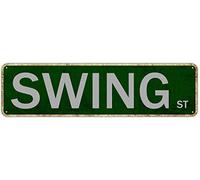 GQWJKSZ Metal Sign Swing St Vintage Signs Retro Tin Signs Aluminum Sign Art Plaque Living Room Home Kitchen Garden Wall Non-Fade Funny Decor 4x16 Inches